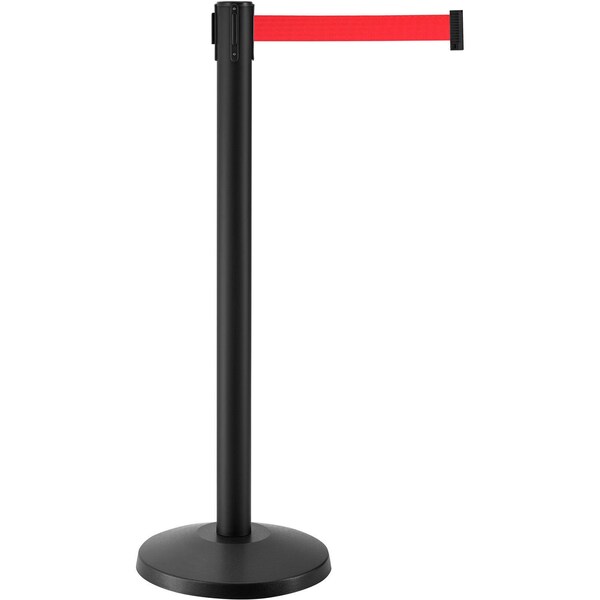 Global Industrial Retractable Belt Barrier, 40 Black Post, 7-1/2ft Red Belt, 2PK - 708414RD