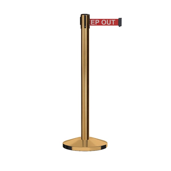 Montour Line Stanchion Belt Barrier Sat.Brass Post 13ft. RDang.Belt - ES400-SB-DANGERW-130