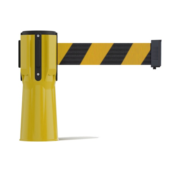 Montour Line Retractable Belt Barrier Cone Mount Yellow Case 11ft. Blk/Ye Belt - CP100-YW-BYD-110