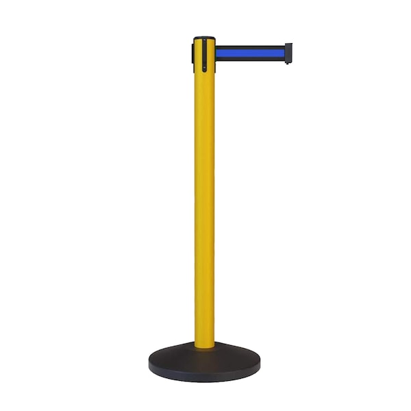 Montour Line Stanchion Belt Barrier Yellow Post 11ft. Black/Bl HL Belt - ES400-YW-BBH-110