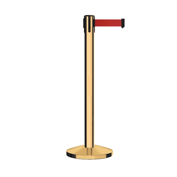 Montour Line Stanchion Belt Barrier Pol.Brass Post 14ft. Red Belt - ES660-PB-RD-140