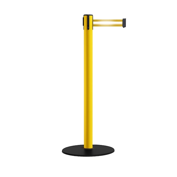 Montour Line Retr. Belt Stanchion, Low Base, 2.5in YLW Post  9' Y Ref. Belt - S400-YW-YRH-90