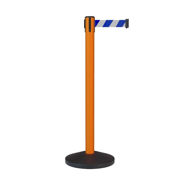 Montour Line Stanchion Belt Barrier Orange Post 11ft. Blue/White Belt - ES400-OR-BWD-110