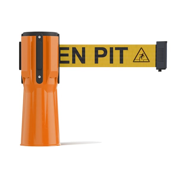 Montour Line Retractable Belt Barrier Cone Mount Orange Case 11ft. Open.Belt - CP100-OR-BEWARYB-110