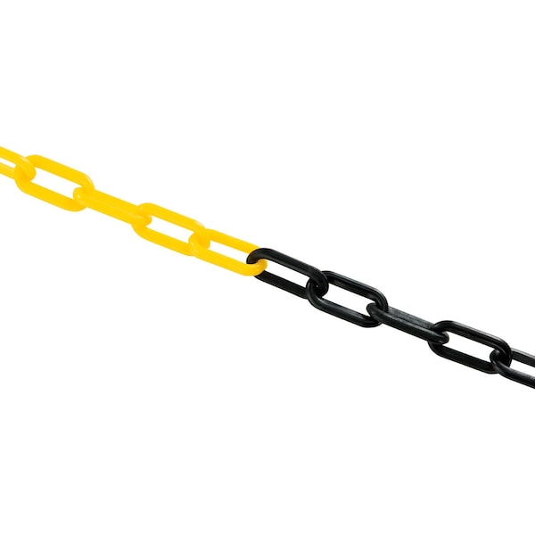 Global Industrial Plastic Chain Barrier, 1-1/2x50'L, Yellow/Black - 954112YB