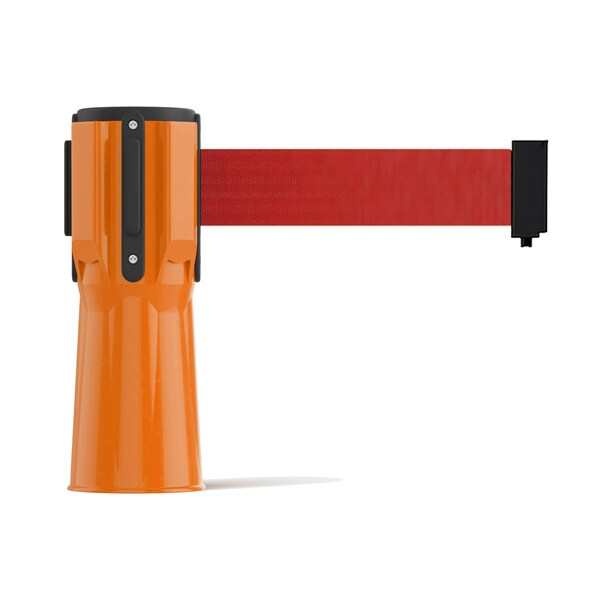 Montour Line Retractable Belt Barrier Cone Mount Orange Case 11ft. Red Belt - CP100-OR-RD-110