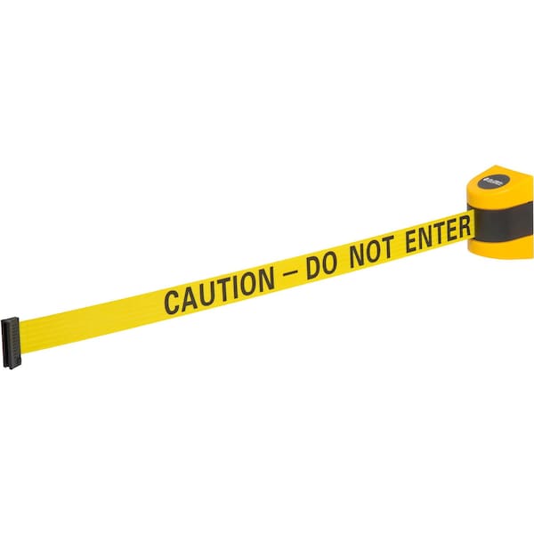 Global Industrial Wall Mount Retractable Belt Barrier, Yellow Case W/15' Yellow Caution Belt - 708411YB