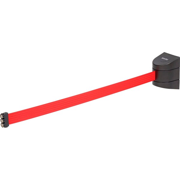Global Industrial Magnetic Retractable Belt Barrier, Black Case W/ 15ft Red Belt - 708418RD