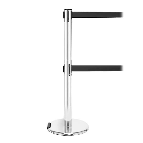 Queue Solutions RollerPro Twin 250, Satin Stainless Steel, 13' Dark Blue Belts - ROLTWIN250SS-DBL130