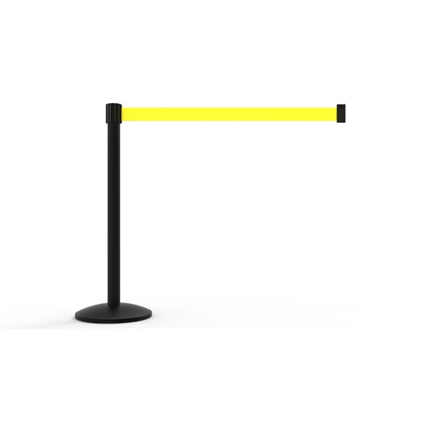 Banner Stakes Retractable Belt Barrier, Yellow, 7 ft Length, Black - AL6104B