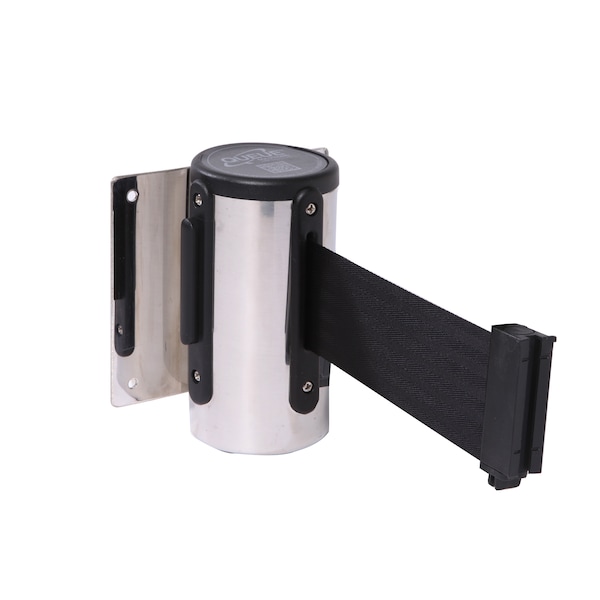 Queue Solutions WallMaster 300, Polished Chrome, 13' Red/Black Diagonal Stipe Belt - WM300PC-RB130