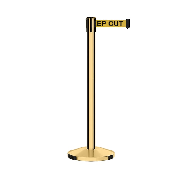 Montour Line Stanchion Belt Barrier Pol.Brass Post 7.5ftDange.Belt - ES400C-PB-DANGEYB-75