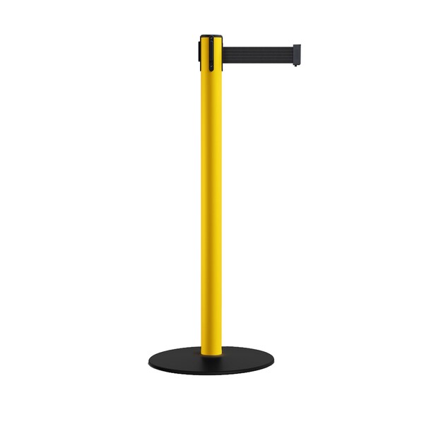 Montour Line Retr. Belt Stanchion, Low Base, 2.5in YLW Post  11' Black Belt - S400-YW-BK-110