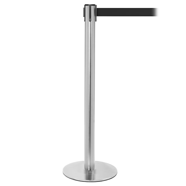 Queue Solutions ProLux 250, Satin Chrome, 11' Black/Red Horizontal Stripe Belt - PL250SC-BR110