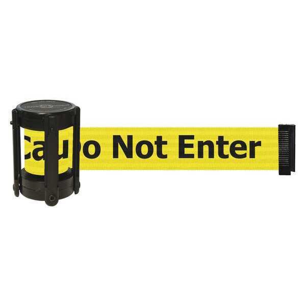 Tensabarrier Barrier Post with Belt, Black, 13 ft Length, 4" Post Height, No Legend, Unfinished - CASSETTE-MAX-NO-YAX-C