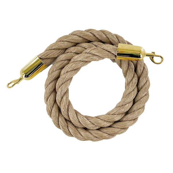 Montour Line Twisted Polyprop.Rope Hemp With Pol.Brass Snap Ends 8ft.Cotton Core - PPR150-80-HP-SE-PB
