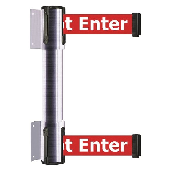 Tensabarrier Belt Barrier, Satin Chrome, 13 ft Length, 16 1/2 in Post Height, Danger Do Not Enter - 896T2-1S-MAX-RIX-C