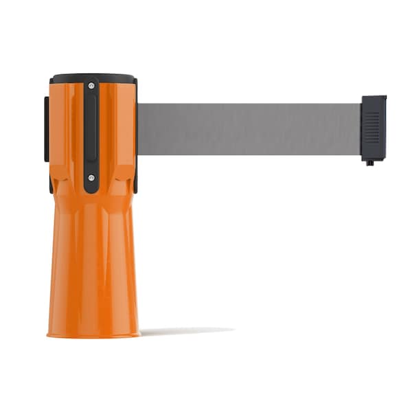 Montour Line Retractable Belt Barrier Cone Mount Orange Case 7.5ftLt Gry Belt - CP100-OR-LGY-75
