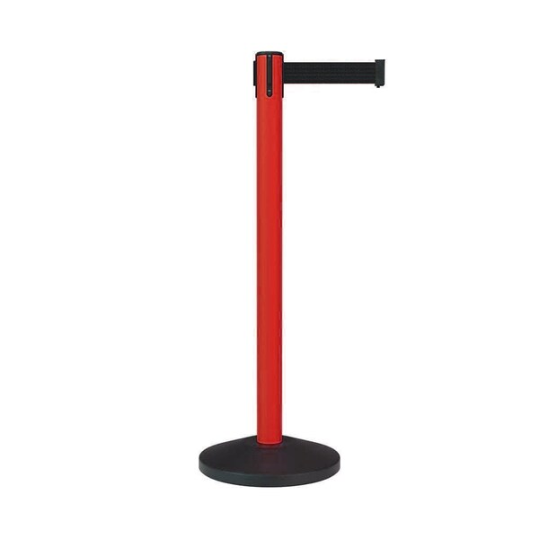 Montour Line Stanchion Belt Barrier Red Post 7.5ftBlack Belt - ES400-RD-BK-75