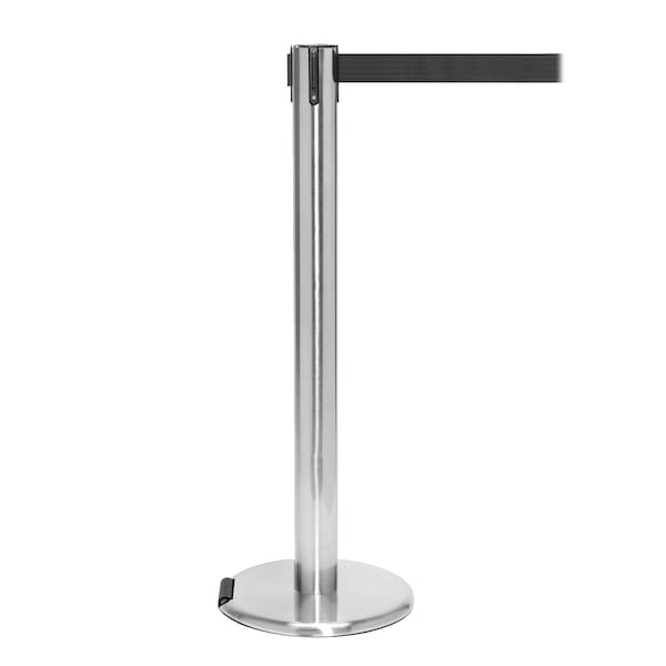 Queue Solutions RollerPro 300, Satin Stainless Steel, 16' Gray Belt - ROL300SS-GY160