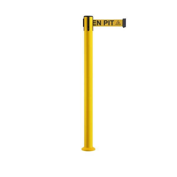 Montour Line Stanchion Belt Barrier Fixed Base Yellow Post 7.5ftYel. Open. Belt - P400F-YW-BEWARYB-75
