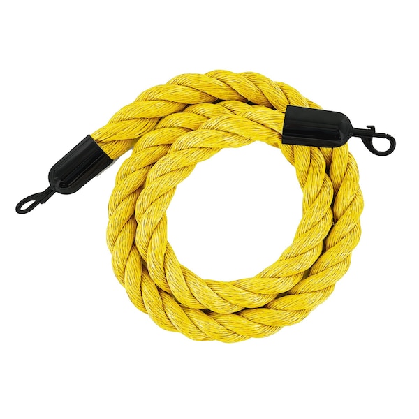 Montour Line Twisted Polyprop.Rope Yellow With Black Snap Ends 8ft.Cotton Core - PPR150-80-YW-SE-BK