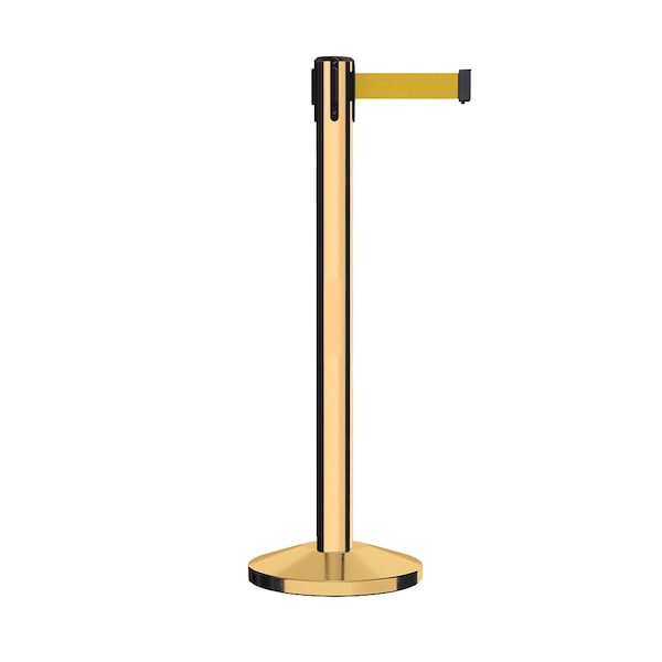 Montour Line Stanchion Belt Barrier Pol.Brass Post 16ft. Yellow Belt - ES660-PB-YW-160