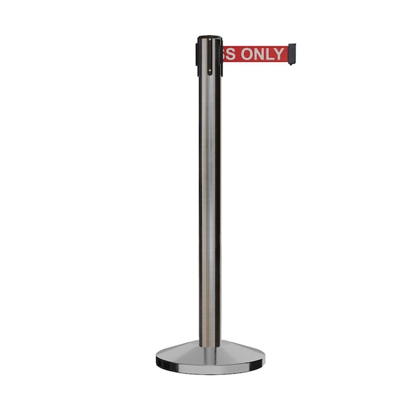 Montour Line Stanchion Belt Barrier Sat.Steel Post 14ft. Red Auth.Belt - ES660-SS-AUTHRW-140