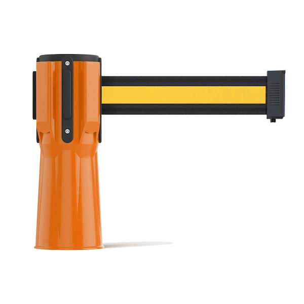 Montour Line Retractable Belt Barrier Cone Mount Orange Case 11ft. Bk/Y H Belt - CP100-OR-BYH-110