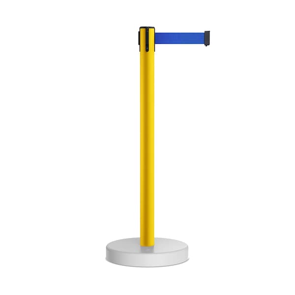 Montour Line Stanchion Belt Barrier WaterFillable Base Yellow Post 11ft.Blue Belt - P400WF-YW-BL-110