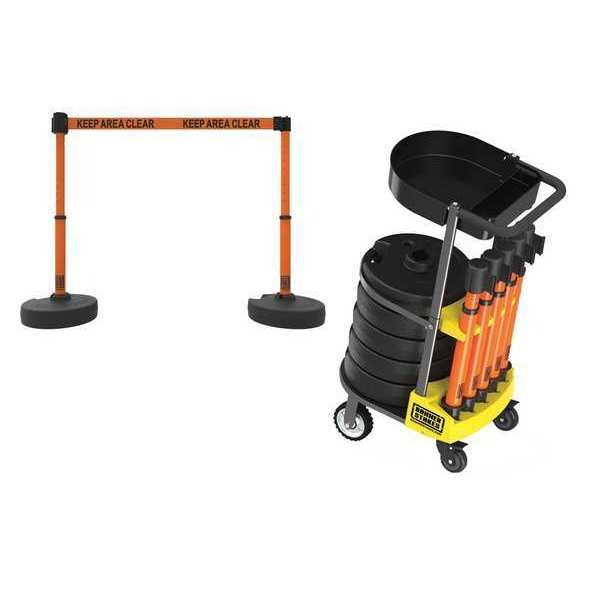 Banner Stakes Belt Barrier System, 15 ft Length, 22 in to 42 in Post Height, Keep Area Clear - PL4015T