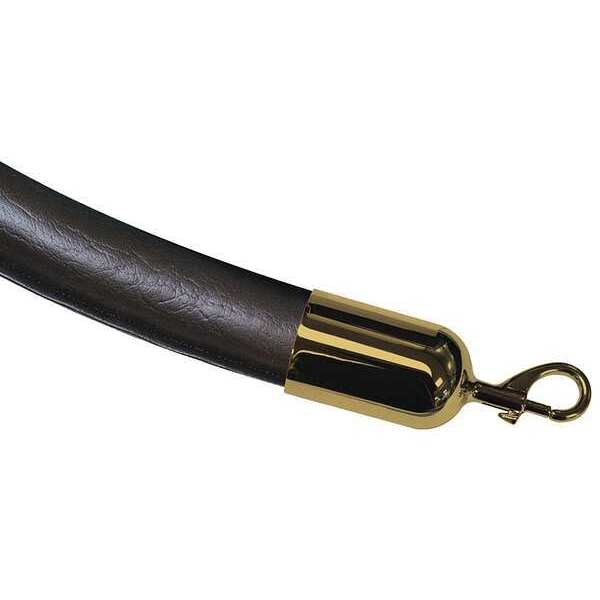 Lawrence Metal Barrier Rope, Blk, Polished Brass Snap End - ROPE-NAUG-33-06/0-2-SNAP-2P