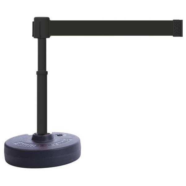 Banner Stakes Barrier Post with Belt, Black, 15 ft Length, 22 in to 42 in Adjustable Post Height, No Legend - PL4104