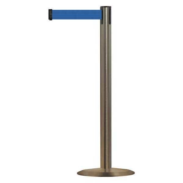 Tensabarrier Barrier Post with Belt, 13 ft Length, 38 in Post Height, No Legend, Satin Stainless Steel - 889U-3S-3S-MAX-NO-L5X-C