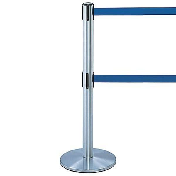 Tensabarrier Barrier Post with Belt, Black/Yellow Diagonal, 7 1/2 ft Length, 38 in Post Height, No Legend - 889T2U-2P-2P-STD-NO-D4X-C