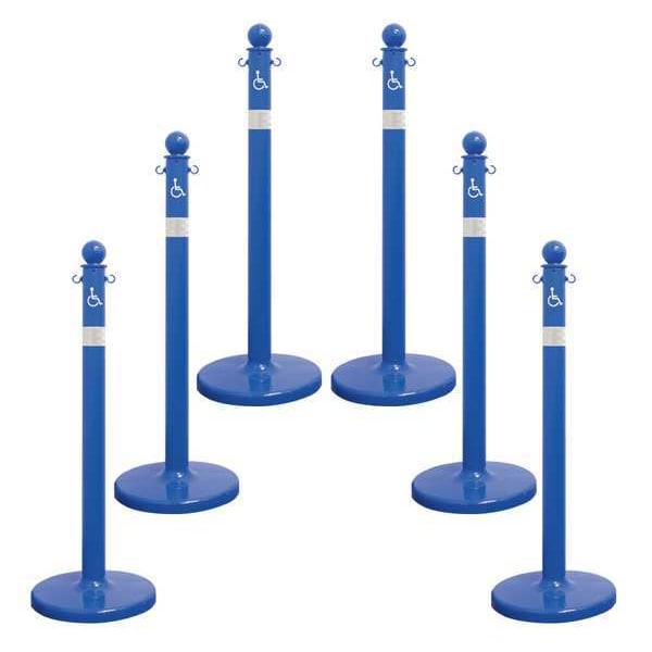 Zoro Select 2.5" Diameter Handicapped Stanchion, 6 pk - 96465-6