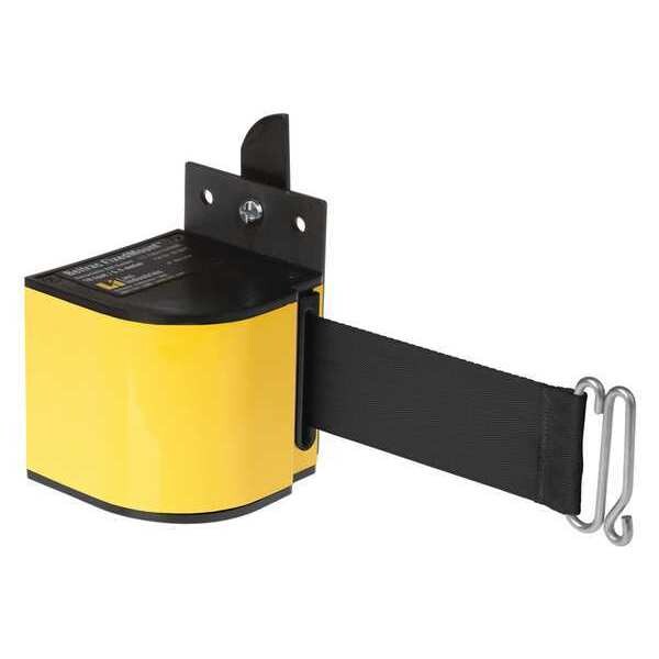 Lavi Industries Warehouse Fixed Mount Retractable Belt Barrier, Yellow, 18 ft Length, No Legend, Powder Coated - 50-3017YL/18/BK