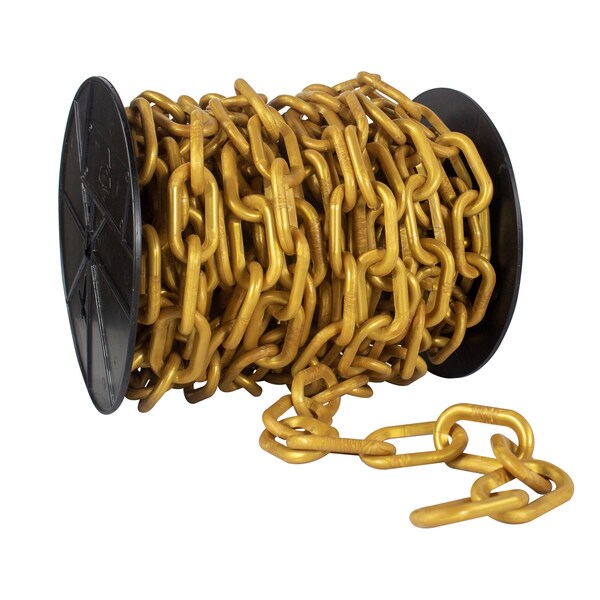 Mr. Chain 3" x 60' Gold Plastic Safety Chain - Reel - 80109