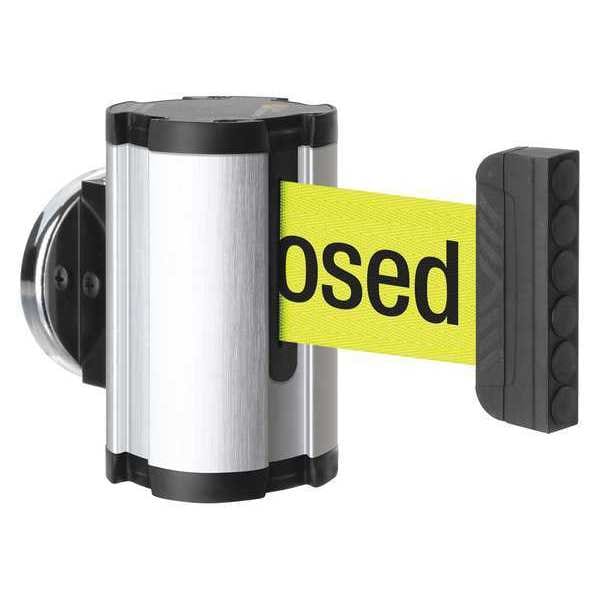 Lavi Industries Retractable Belt Barrier, Silver, 10 ft Length, Please Do Not Enter - Temporarily Closed - 50-3010MG/SA/FY/S7