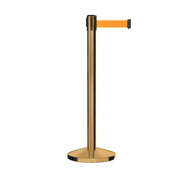 Montour Line Stanchion Belt Barrier Sat.Brass Post 7.5ftFl.Org Belt - ES400-SB-FOR-ML-75