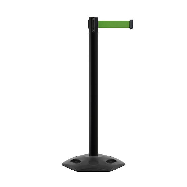 Montour Line Stanchion Belt Barrier Rubber Base Black Post 11ft.Green Belt - P400RB-BK-GN-110