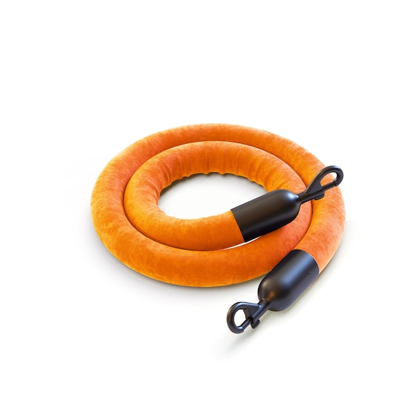 Montour Line Velvet Rope Orange With Black Snap Ends 8ft.Cotton Core - PVR150-80-OR-SE-BK
