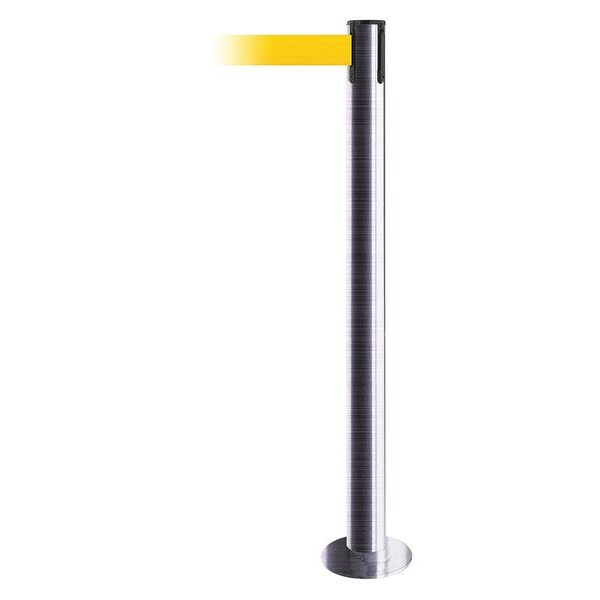Tensabarrier Barrier Post with Belt, 7 1/2 ft Length, 36 1/2 in Post Height, No Legend, Satin Chrome - 889F-1S-1S-STD-NO-Y5X-C