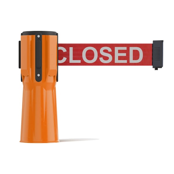 Montour Line Retractable Belt Barrier Cone Mount Orange Case 11ft. Close.Belt - CP100-OR-THISLRW-110