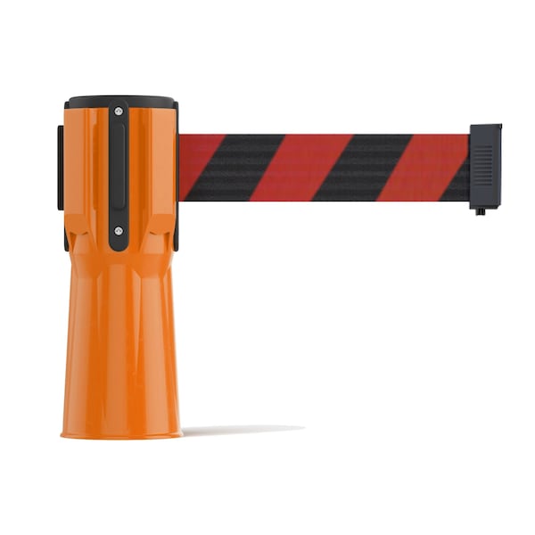 Montour Line Retractable Belt Barrier Cone Mount Orange Case 11ft. Blk/Rd Belt - CP100-OR-BRD-110