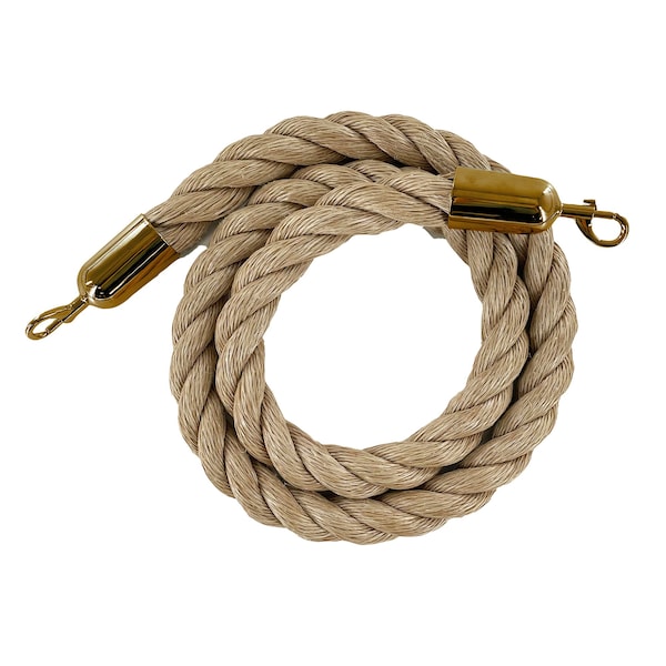 Montour Line Twisted Polyprop.Rope Hemp With Satin Brass Snap Ends 6ft.Cotton Core - PPR150-60-HP-SE-SB