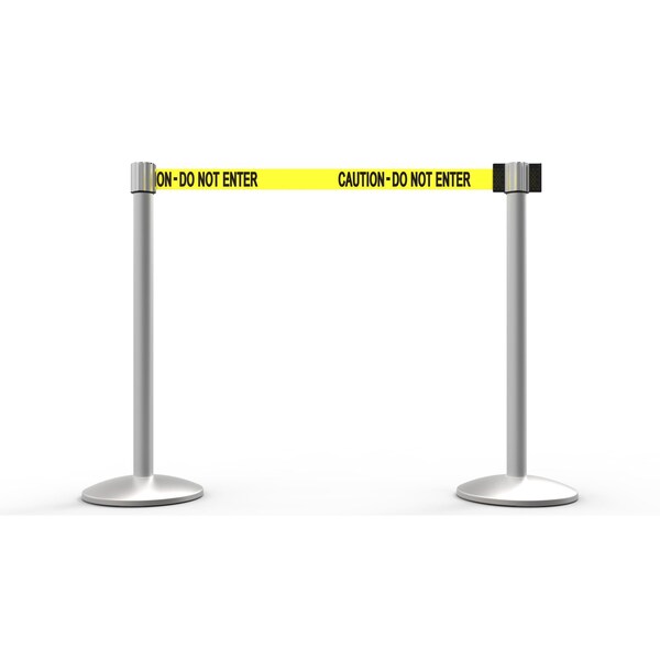 Banner Stakes Retractable Belt Barrier, Yellow, 7 ft Length, Matte - AL6202M