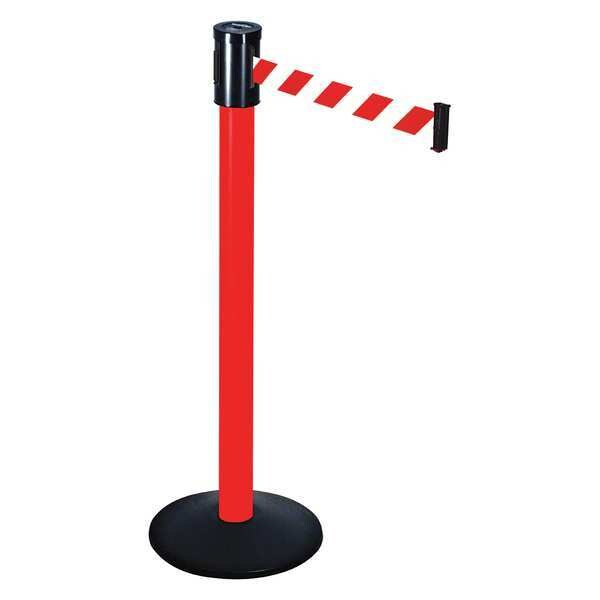 Retracta-Belt Barrier Post with Belt, Red, 15 ft Length, 40 in Post Height, No Legend, Red - 321PRD-RWD