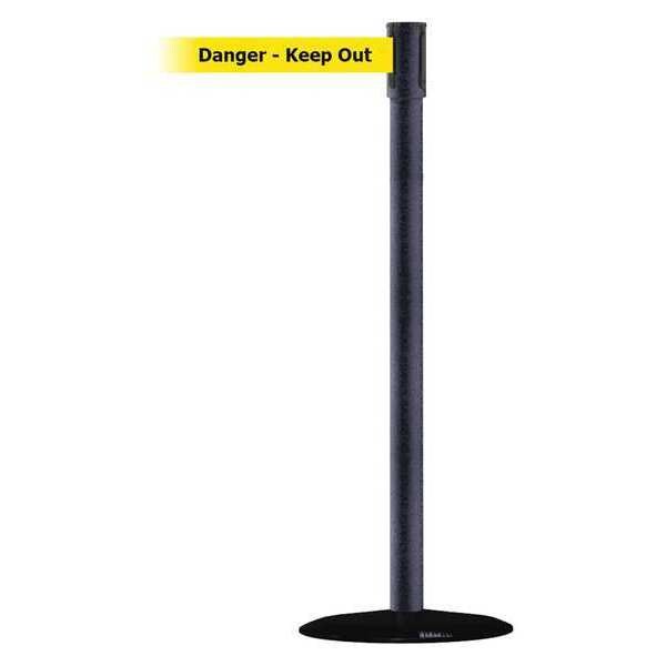 Tensabarrier Barrier Post with Belt, Black, 13 ft Length, 38 in Post Height, Danger Keep Out, Basics - 890B-33-89-89-MAX-NO-YDX-C
