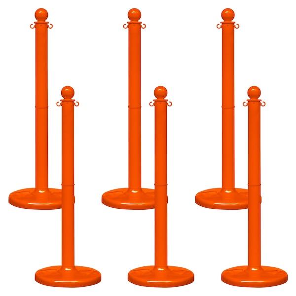 Mr. Chain Safety Orange Medium Duty Stowable Stanchion, 6PK - 93712-6